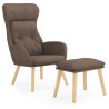 Chaise de relaxation avec repose-pied Taupe Tissu 