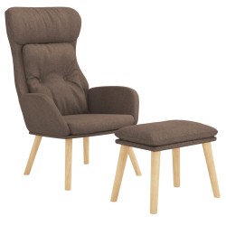 Chaise de relaxation avec repose-pied Taupe Tissu 
