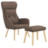 Chaise de relaxation avec repose-pied Taupe Tissu 