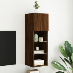 Meuble TV avec lumières LED chêne marron 30,5x30x90 cm 