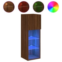 Meuble TV avec lumières LED chêne marron 30,5x30x90 cm 