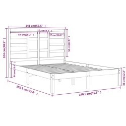 Cadre de lit sans matelas bois massif 135x190 cm 