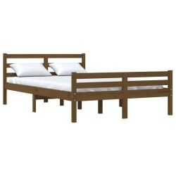 Cadre de lit sans matelas marron miel bois massif 135x190 cm 