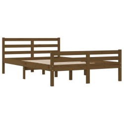 Cadre de lit sans matelas marron miel bois massif 135x190 cm 