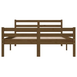 Cadre de lit sans matelas marron miel bois massif 135x190 cm 