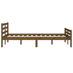 Cadre de lit sans matelas marron miel bois massif 135x190 cm 