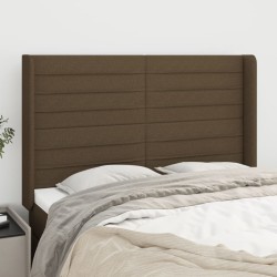 Tête de lit avec oreilles Marron foncé 147x16x118/128 cm Tissu 
