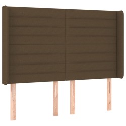Tête de lit avec oreilles Marron foncé 147x16x118/128 cm Tissu 