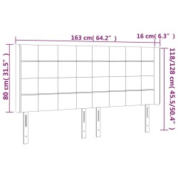 Tête de lit à LED Taupe 163x16x118/128 cm Tissu 