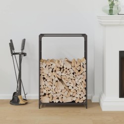 Portant de bois chauffage noir 60x28x90 cm acier laminé à froid 