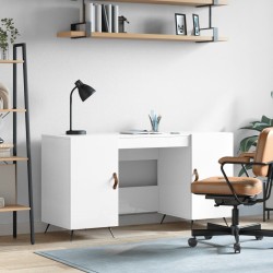Bureau Blanc brillant 140x50x75 cm Bois d'ingénierie 