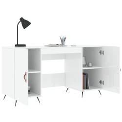 Bureau Blanc brillant 140x50x75 cm Bois d'ingénierie 