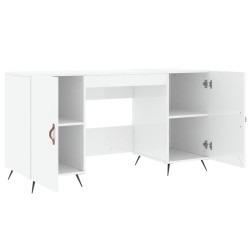 Bureau Blanc brillant 140x50x75 cm Bois d'ingénierie 