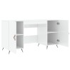 Bureau Blanc brillant 140x50x75 cm Bois d'ingénierie 