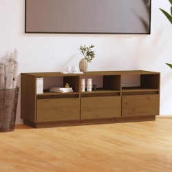 Meuble TV Marron miel 140x37x50 cm Bois de pin massif 