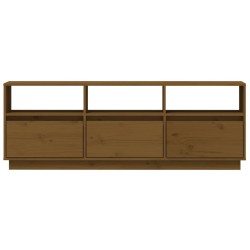 Meuble TV Marron miel 140x37x50 cm Bois de pin massif 