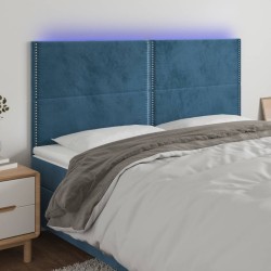 Tête de lit à LED Bleu foncé 160x5x118/128 cm Velours 