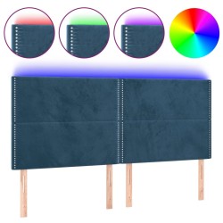 Tête de lit à LED Bleu foncé 160x5x118/128 cm Velours 