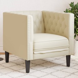 Fauteuil Chesterfield crème similicuir 