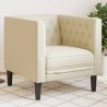 Fauteuil Chesterfield crème similicuir 