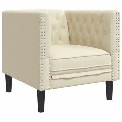 Fauteuil Chesterfield crème similicuir 
