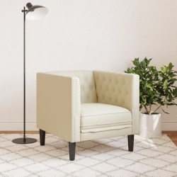 Fauteuil Chesterfield crème similicuir 