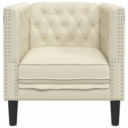 Fauteuil Chesterfield crème similicuir 