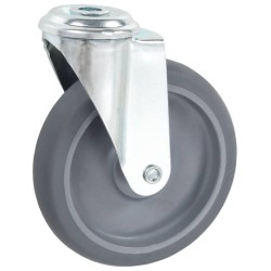 16 pcs Roulettes pivotantes à trou de boulon 125 mm 