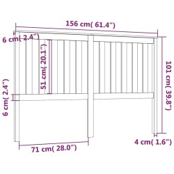 Tête de lit 156x6x101 cm Bois massif de pin 