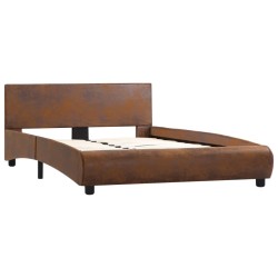 Cadre de lit sans matelas marron similicuir 120x200 cm 