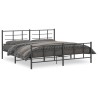 Cadre de lit métal sans matelas avec pied de lit noir 193x203cm 