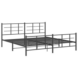 Cadre de lit métal sans matelas avec pied de lit noir 193x203cm 