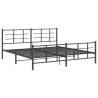 Cadre de lit métal sans matelas avec pied de lit noir 193x203cm 