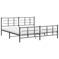 Cadre de lit métal sans matelas avec pied de lit noir 193x203cm 