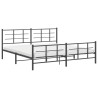 Cadre de lit métal sans matelas avec pied de lit noir 193x203cm 