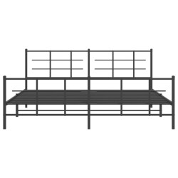 Cadre de lit métal sans matelas avec pied de lit noir 193x203cm 