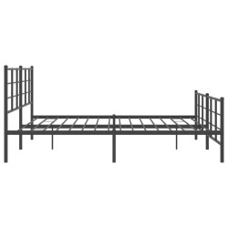 Cadre de lit métal sans matelas avec pied de lit noir 193x203cm 