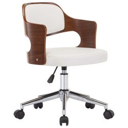 Chaise pivotante à manger Blanc Bois courbé et similicuir 