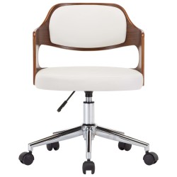 Chaise pivotante à manger Blanc Bois courbé et similicuir 