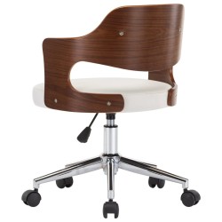 Chaise pivotante à manger Blanc Bois courbé et similicuir 