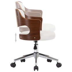 Chaise pivotante à manger Blanc Bois courbé et similicuir 