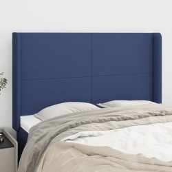 Tête de lit avec oreilles Bleu 147x16x118/128 cm Tissu 