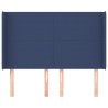 Tête de lit avec oreilles Bleu 147x16x118/128 cm Tissu 
