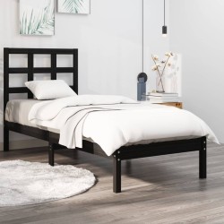 Cadre de lit sans matelas noir 100x200 cm bois massif 