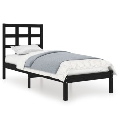 Cadre de lit sans matelas noir 100x200 cm bois massif 