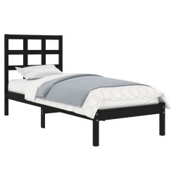 Cadre de lit sans matelas noir 100x200 cm bois massif 