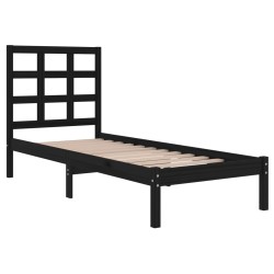 Cadre de lit sans matelas noir 100x200 cm bois massif 