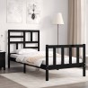 Cadre de lit sans matelas noir bois de pin massif 