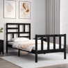 Cadre de lit sans matelas noir bois de pin massif 