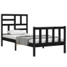 Cadre de lit sans matelas noir bois de pin massif 